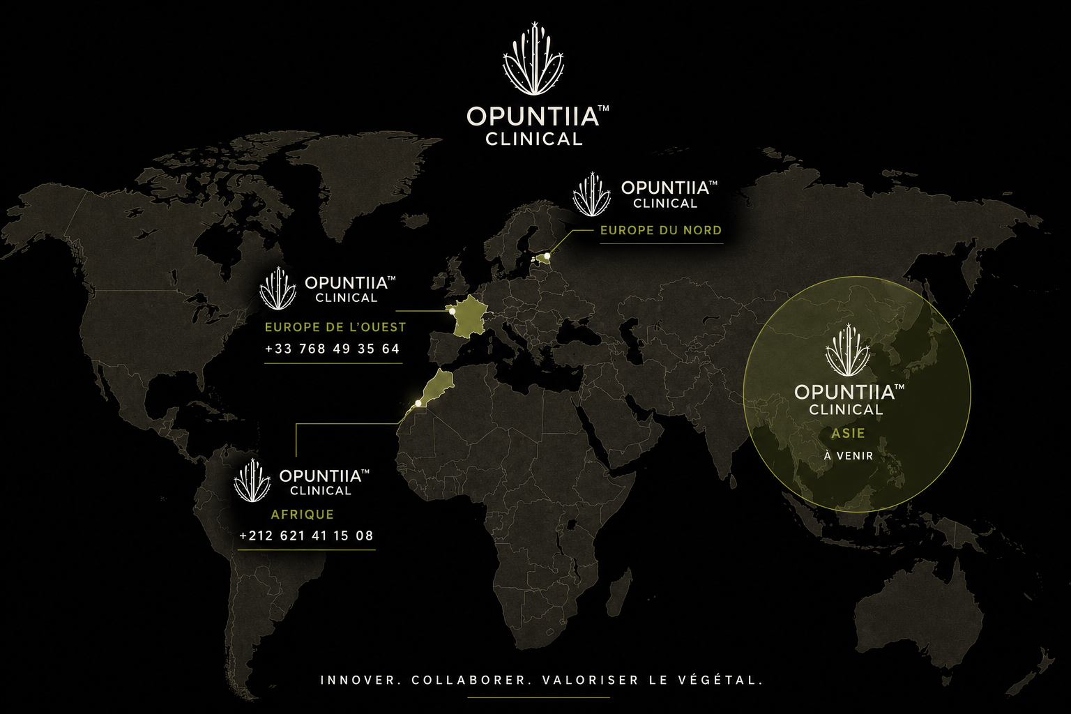 Présence internationale Opuntiia-clinical — Europe, Afrique, Asie